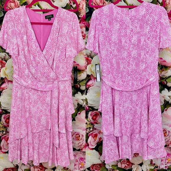 Tahari ASL Orchid Snake Print Dress Size 8 - Picture 10 of 11